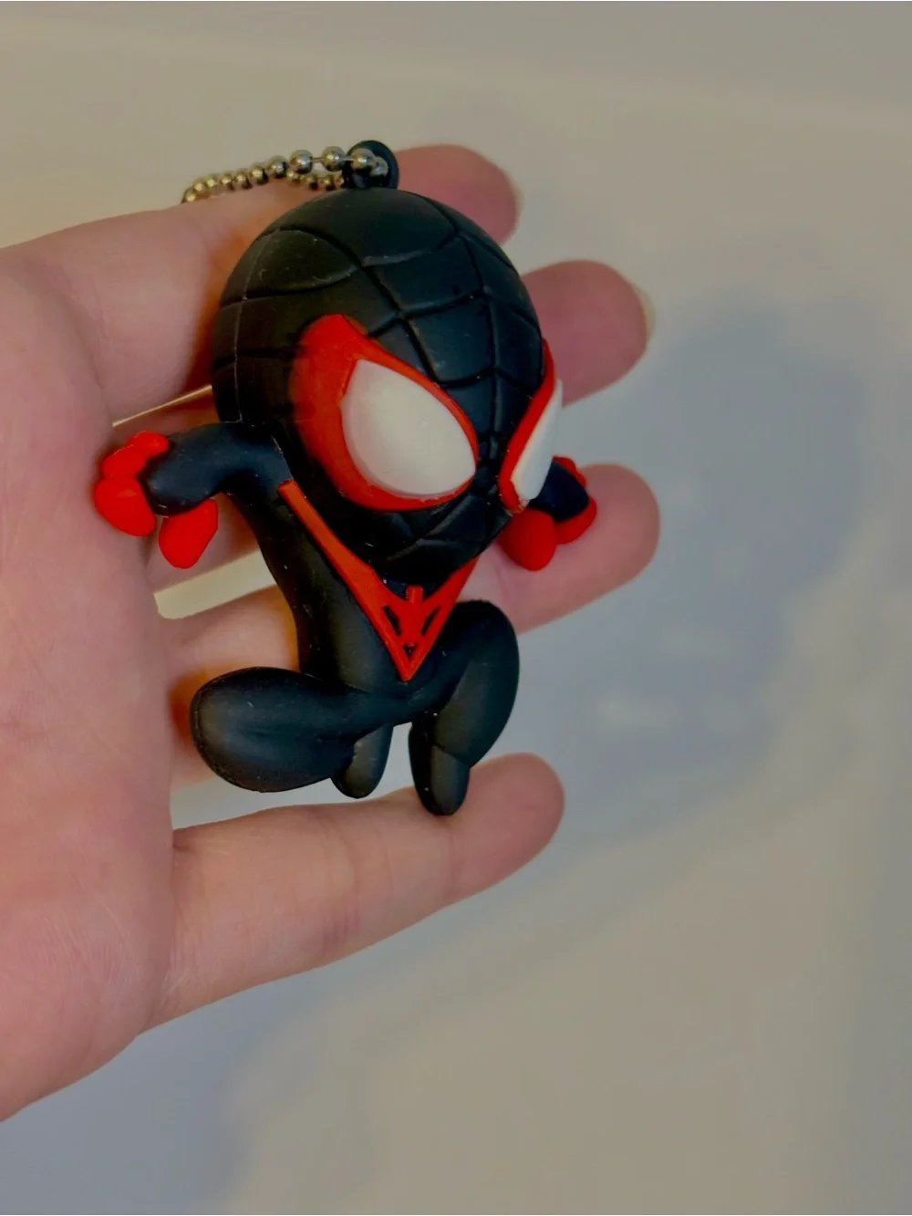 Spider Man Miles Morales Spin Spidey Rubber Swing Keychain Backpack Charm Kawaii